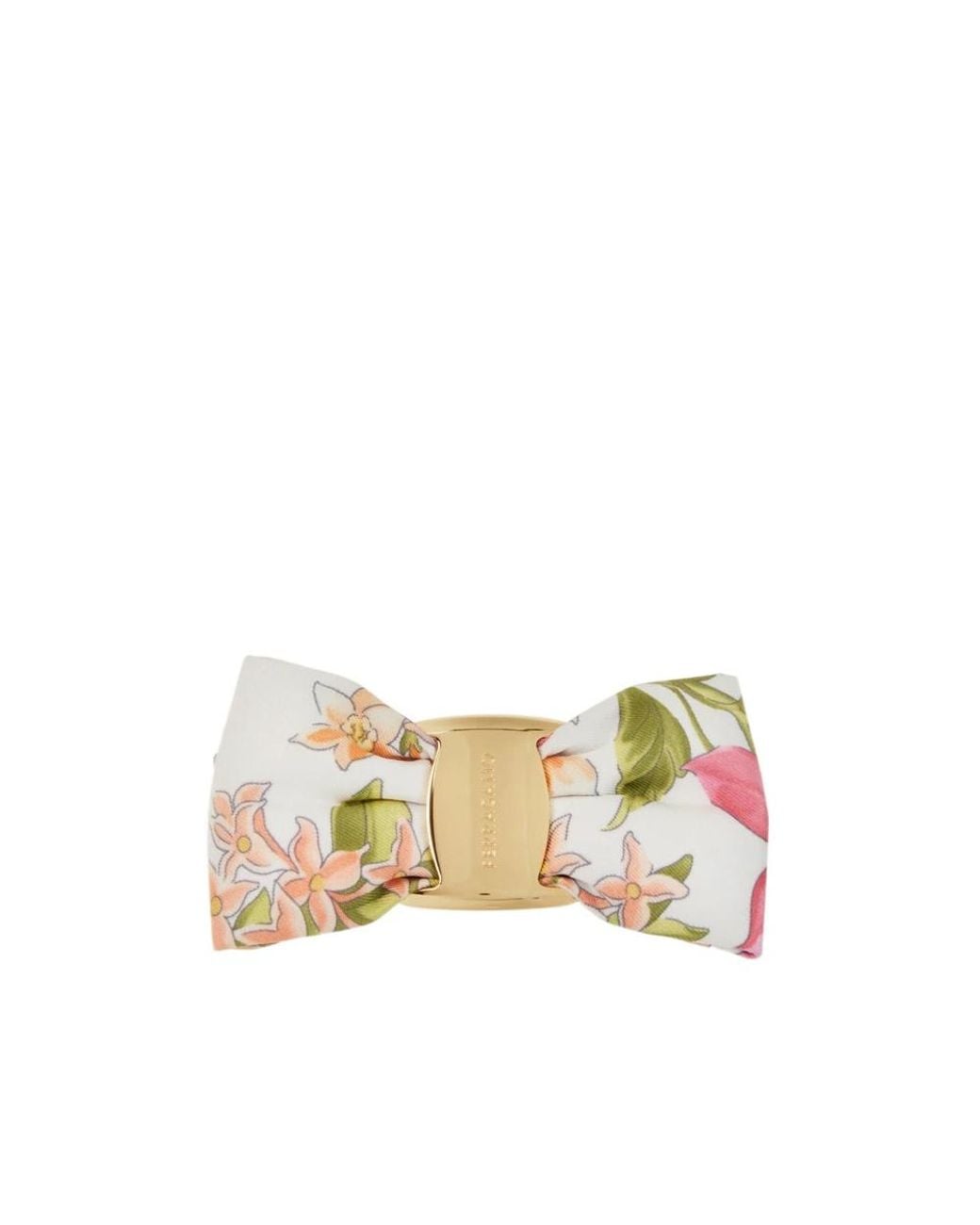 Ferragamo Metallic Spring Print Vara Bow Hair Clip