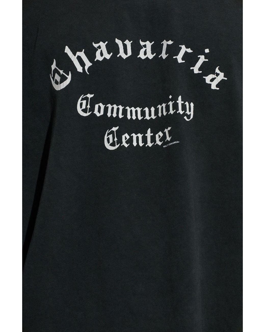Willy Chavarria Black Community Center Long-Sleeved Buffalo T-Shirt for men