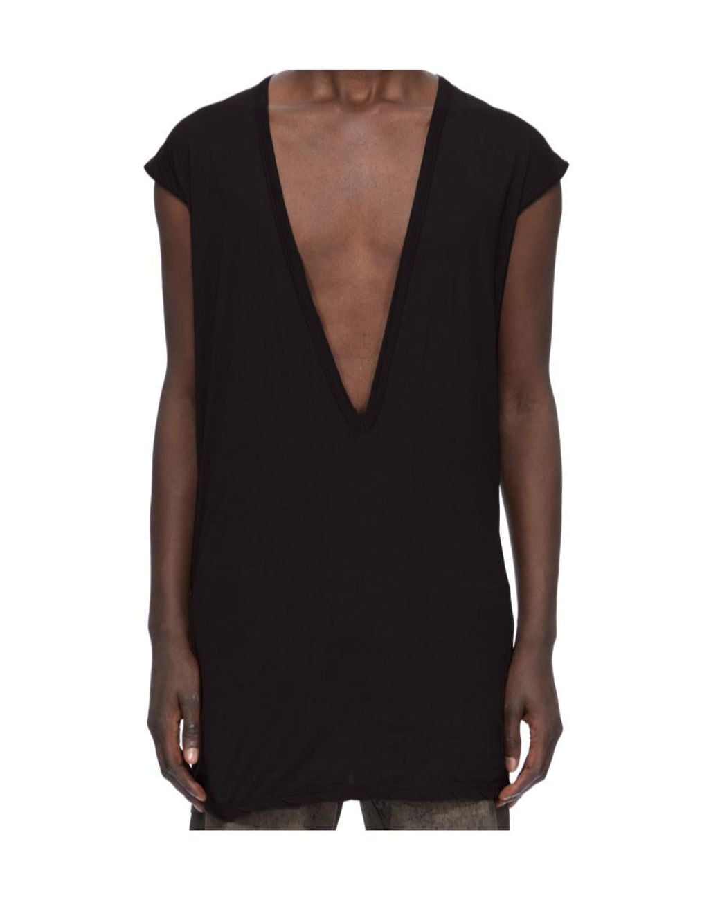 Rick Owens Black Dylan V-Neck T-Shirt for men