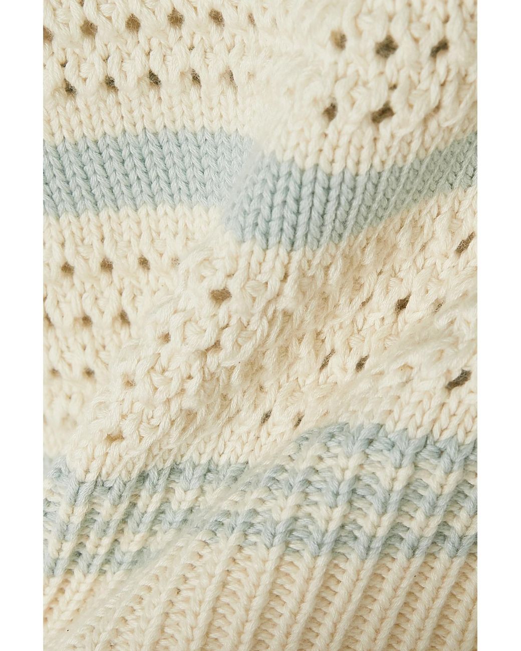 Emilio Pucci White Striped Open-Knit Cotton-Blend Sweater