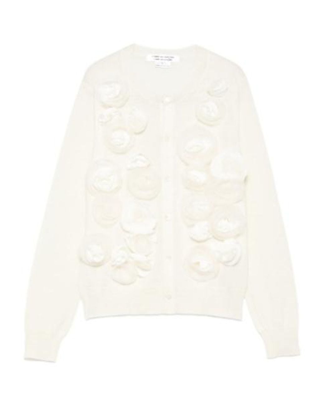 Comme des Garçons White Floral Embroidered Cardigan