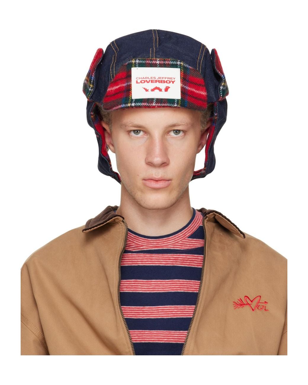 charlesjeffreyloverboy Blue Trapper Hat With Ear Flaps for men