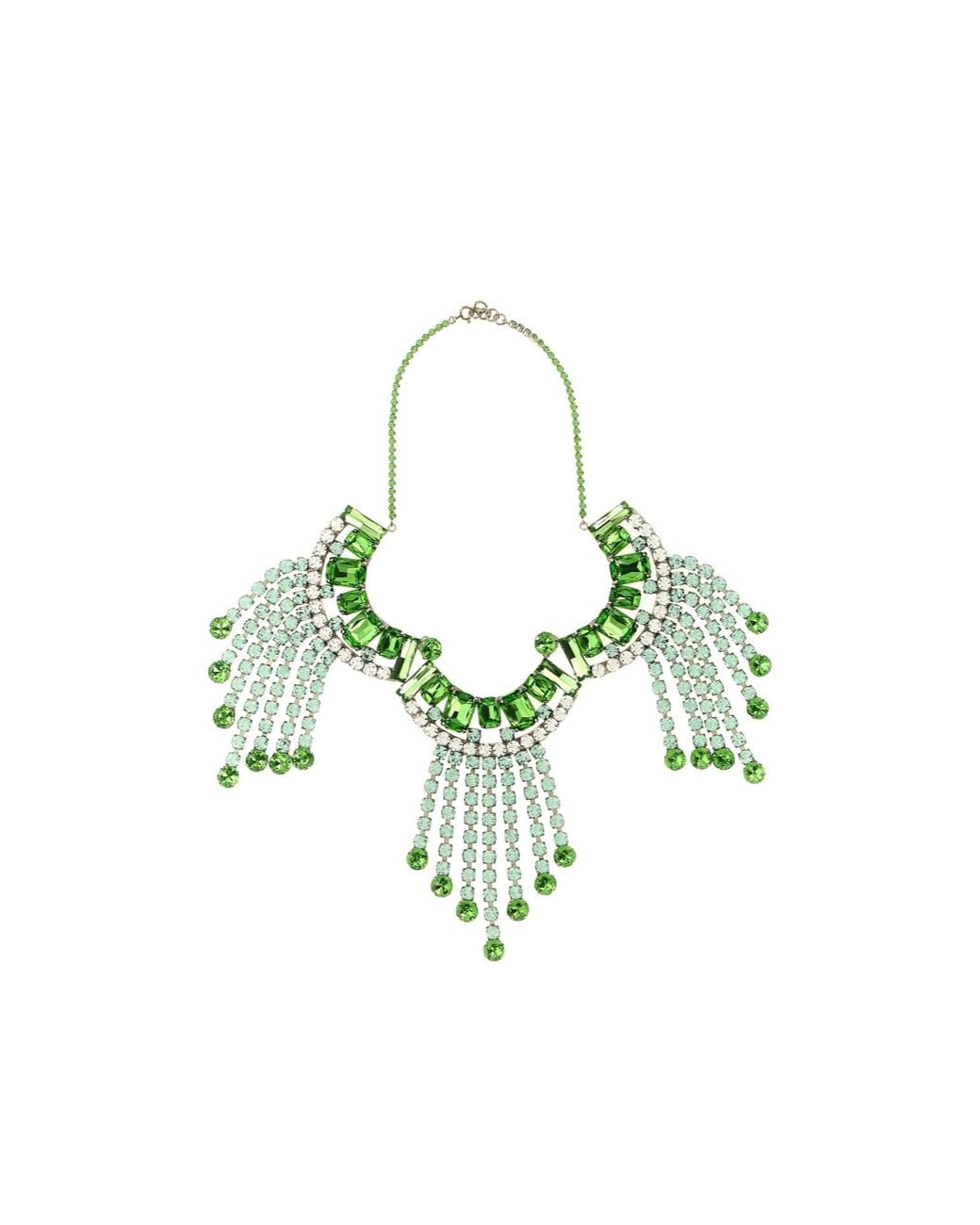 Dries Van Noten Green Embellished Fringed Necklace