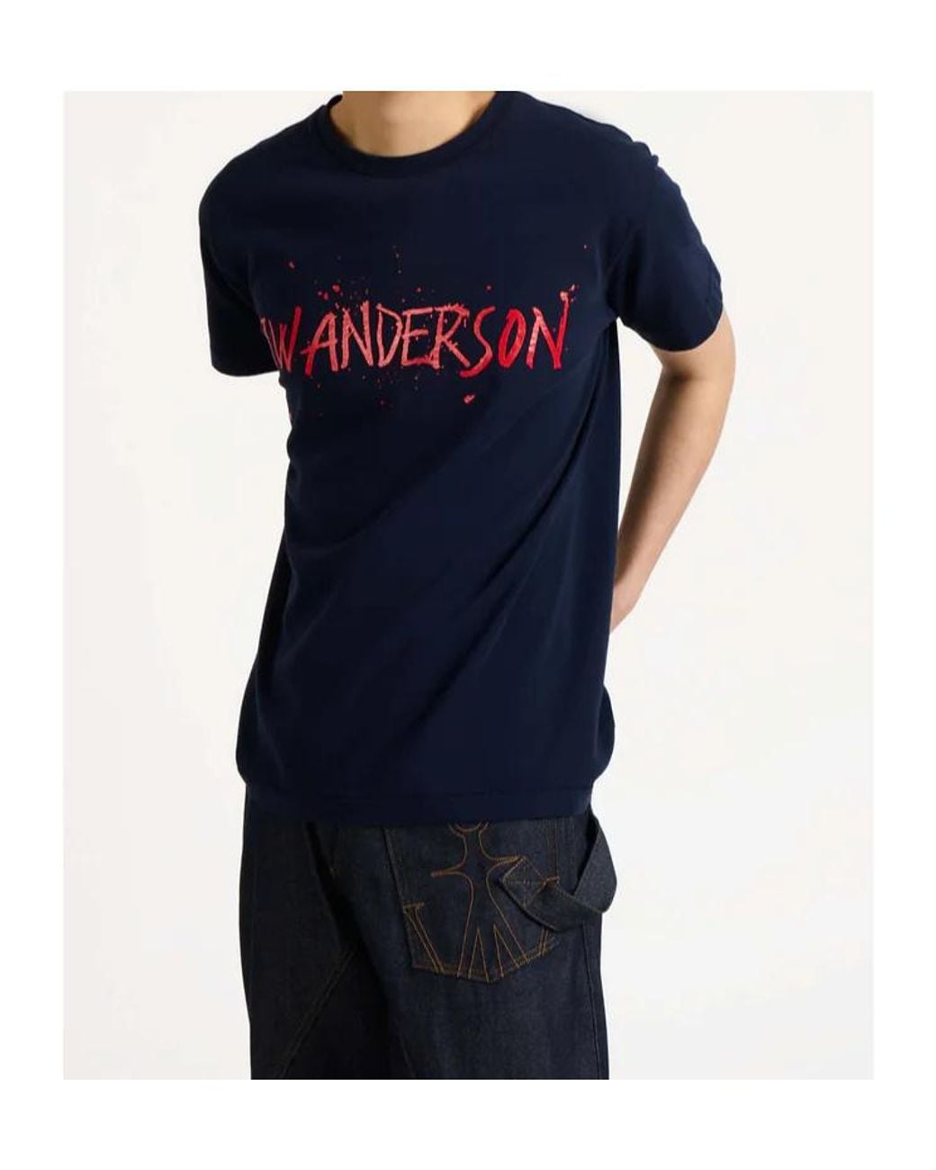 J.W. Anderson Blue Jw Anderson Logo Printed Crewneck T-Shirt for men
