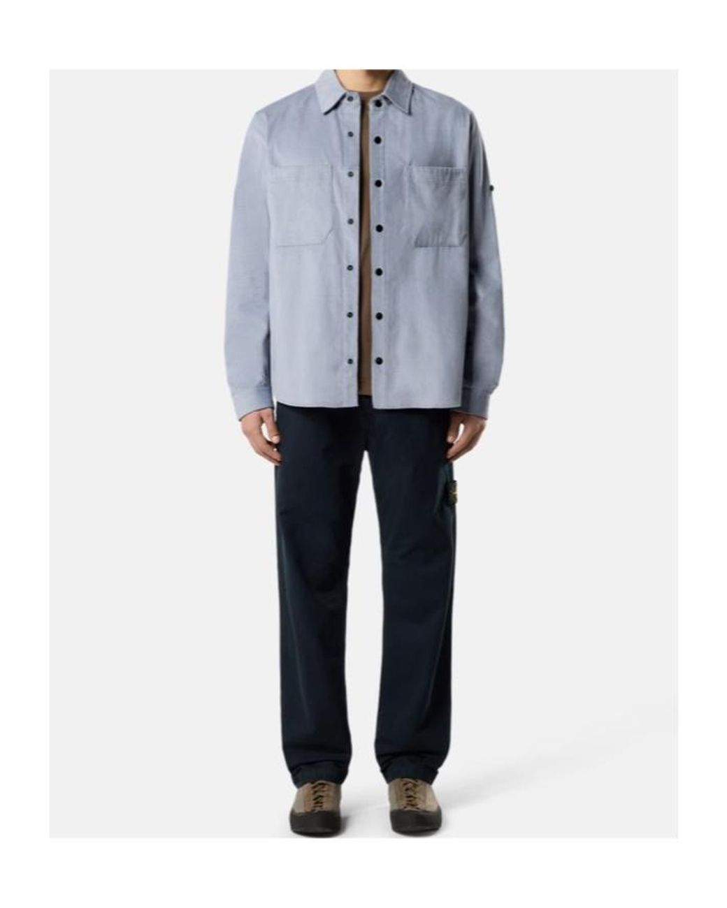 Stone Island Blue Logo Patch Trousers for men