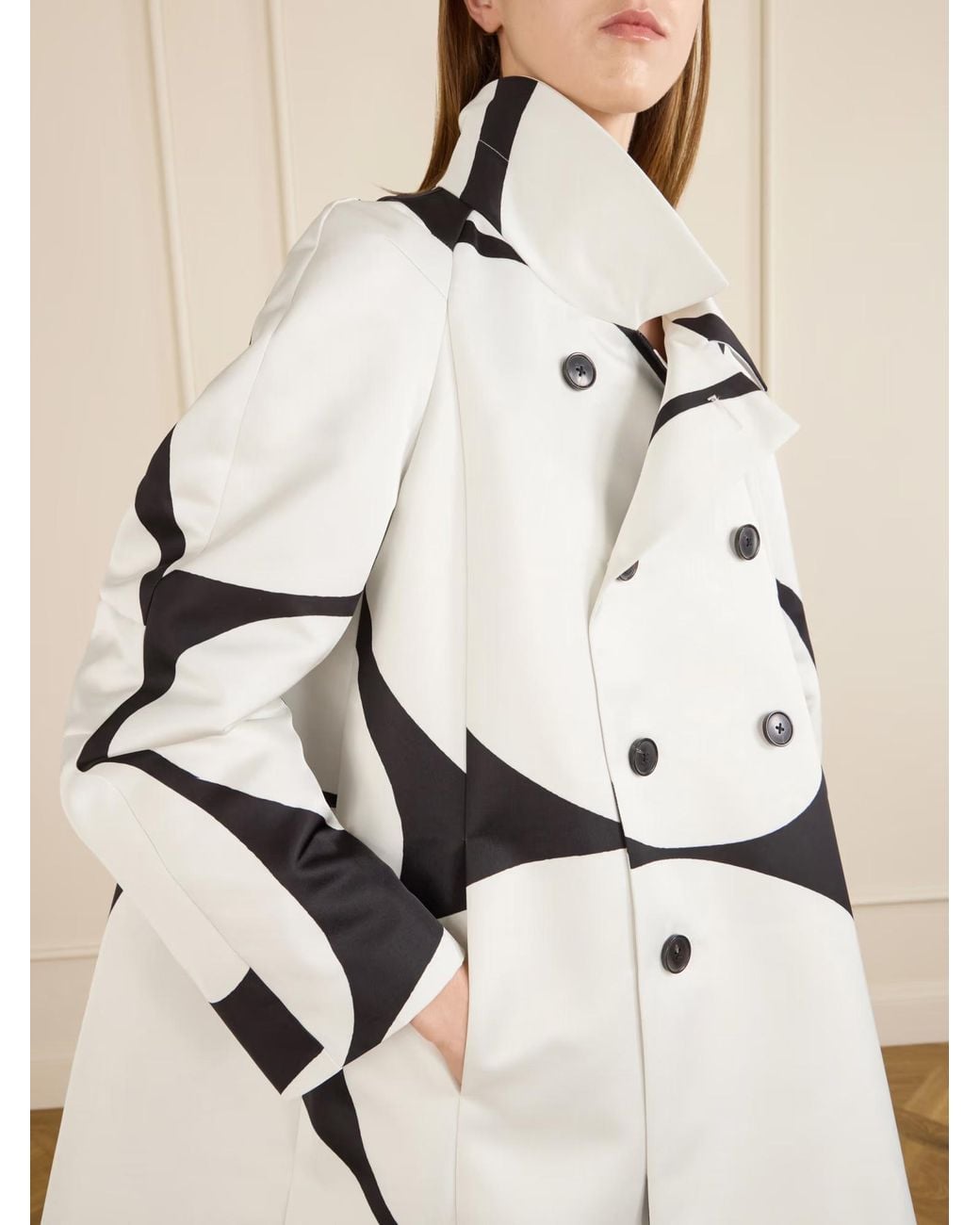 Dries Van Noten White Ripa Printed Coat