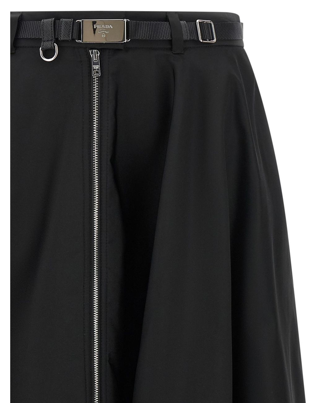 Prada Black Re-Nylon Flared Skirt