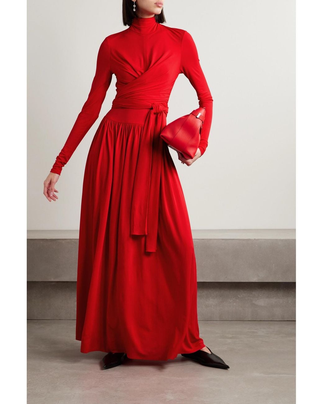 Proenza Schouler Red Wrap-Effect Jersey Maxi Dress