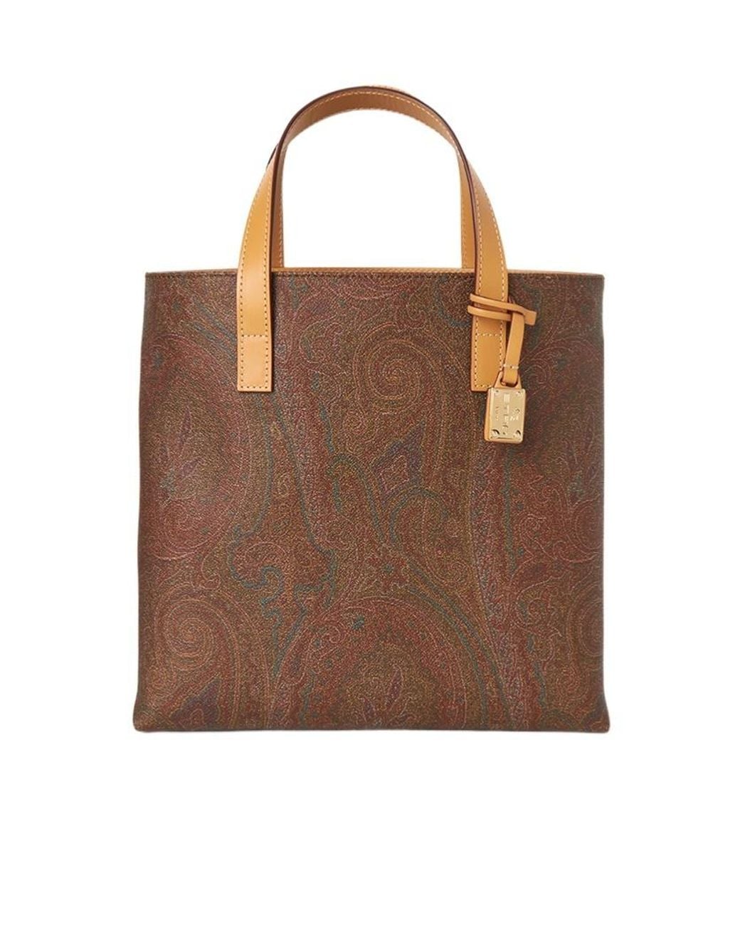 Etro Brown Logo Top Handle Bag