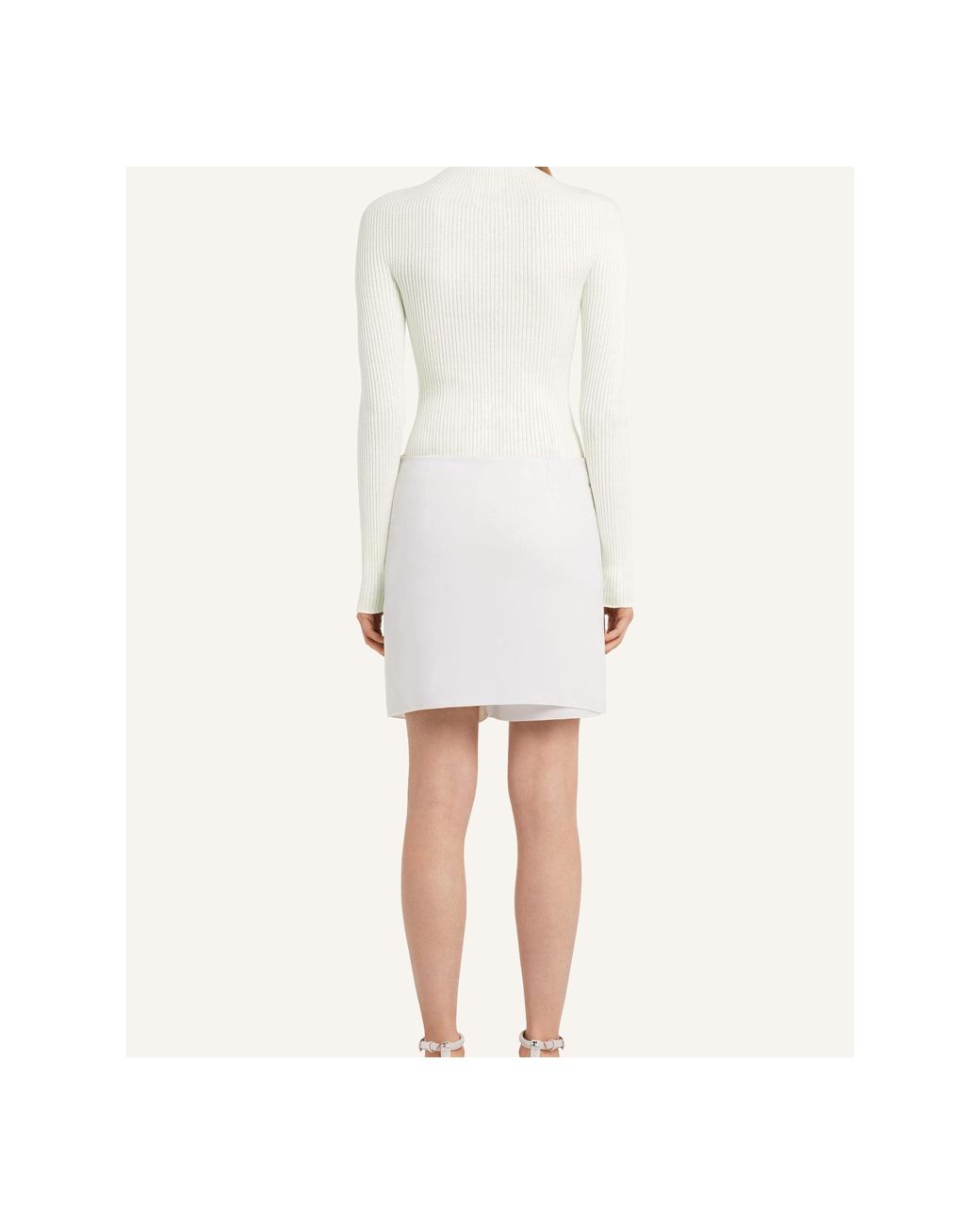 Courreges White Pinko Solar Light Ribbed Mockneck Jumper