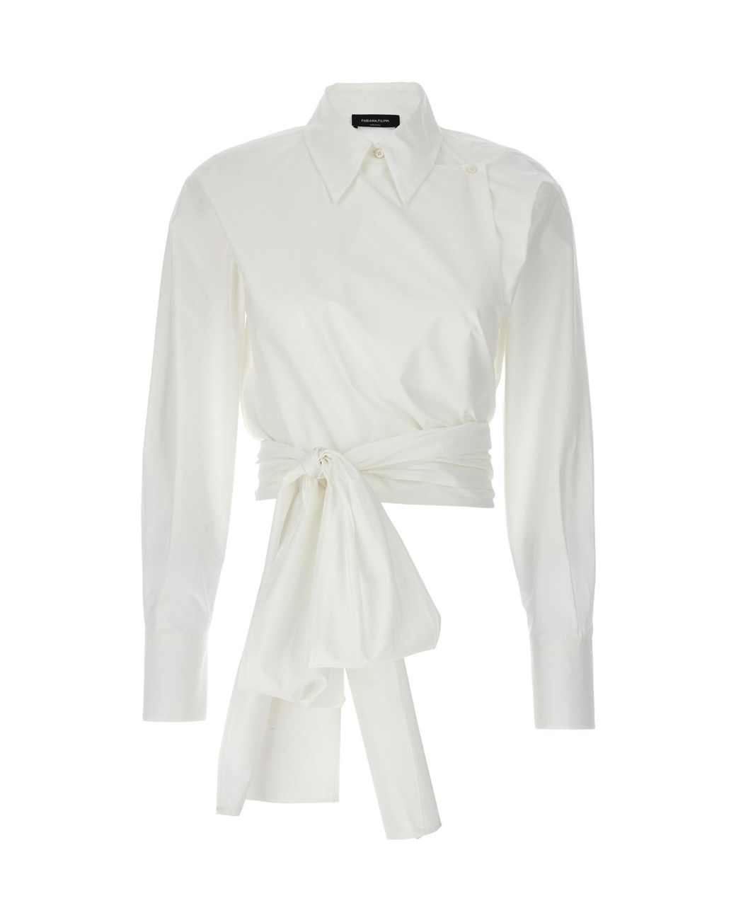 Fabiana Filippi White Wrap-Designed Long-Sleeved Shirt