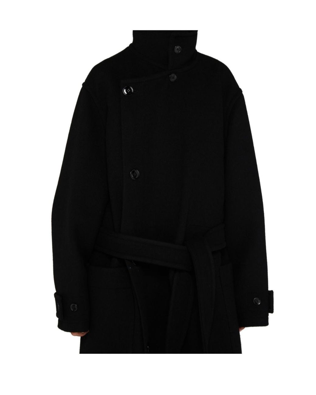 Lemaire Black Long Belted Coat