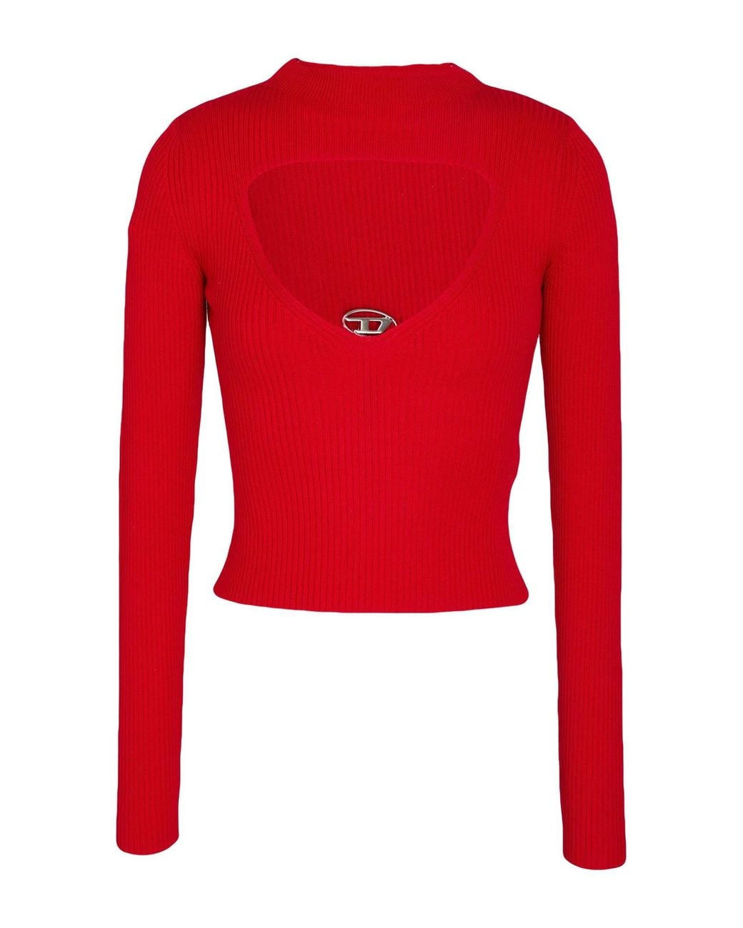 DIESEL Red Solid Color Wool Knit Sweater
