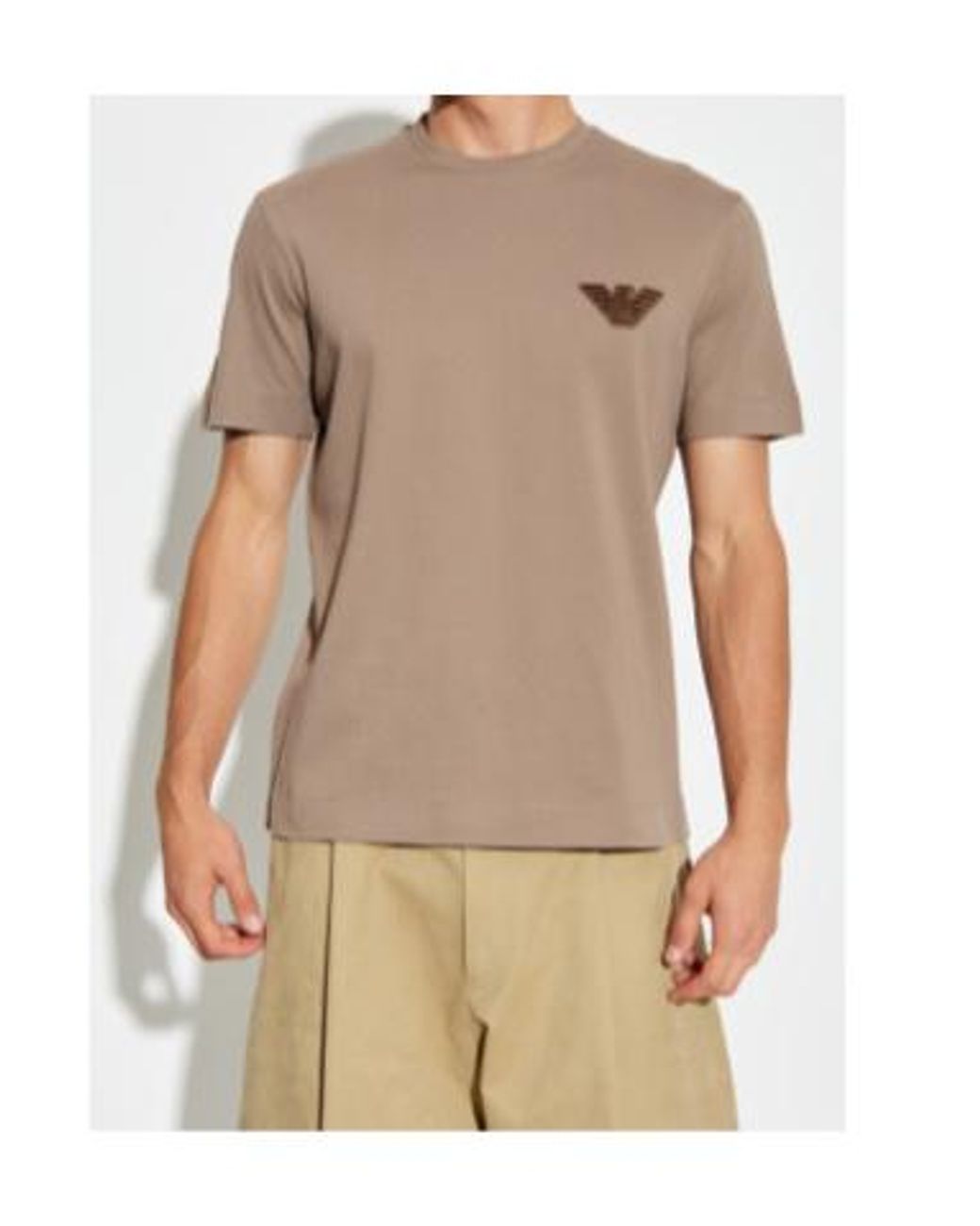 Emporio Armani Natural Short-Sleeved Crewneck T-Shirt for men