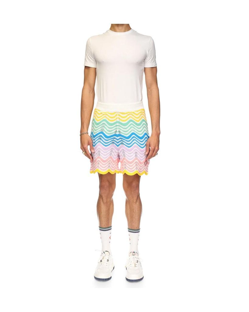 Casablanca Blue Gradient Wave Knit Shorts for men