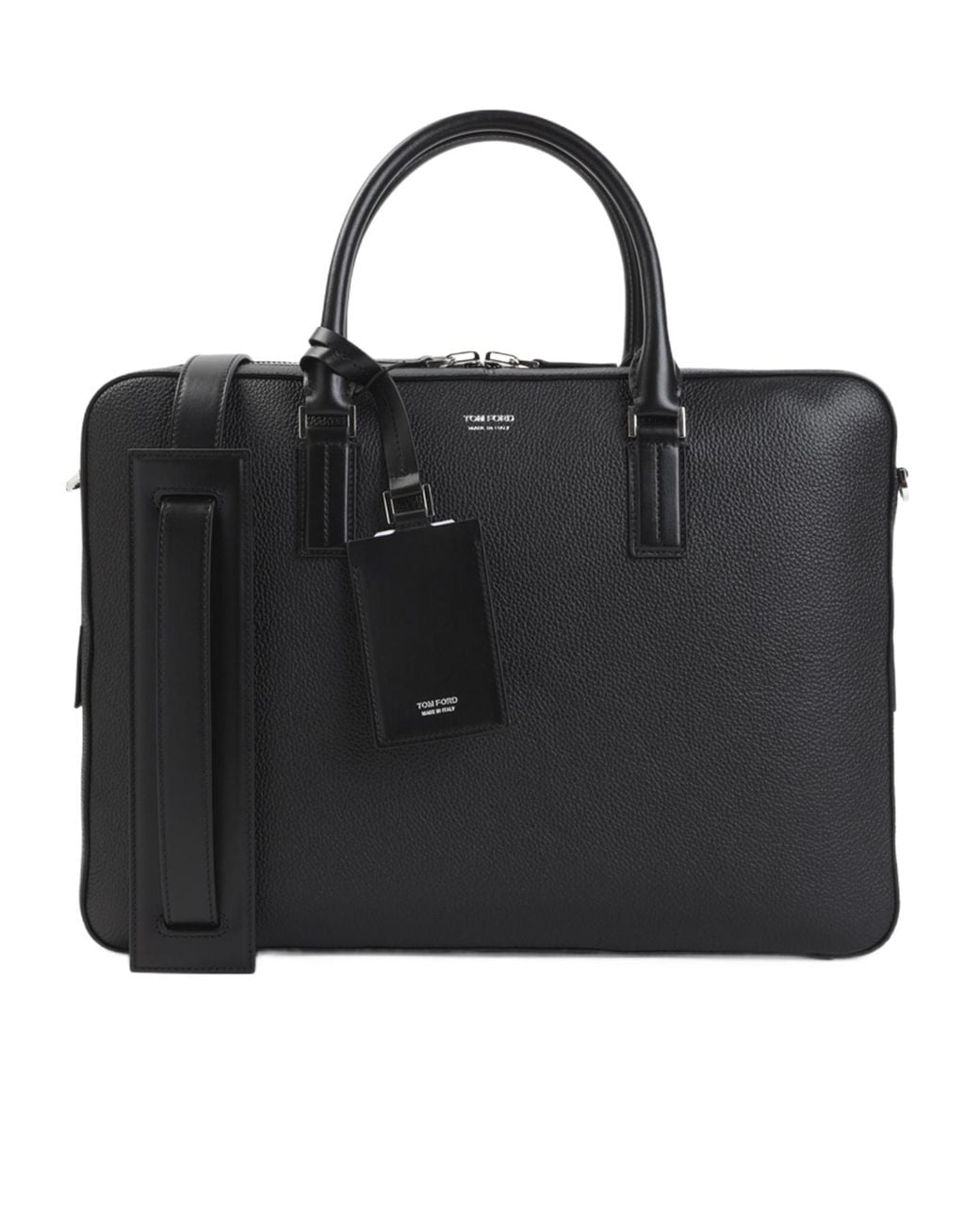 Tom Ford Black Elliot Logo Stamp Briefcase for men