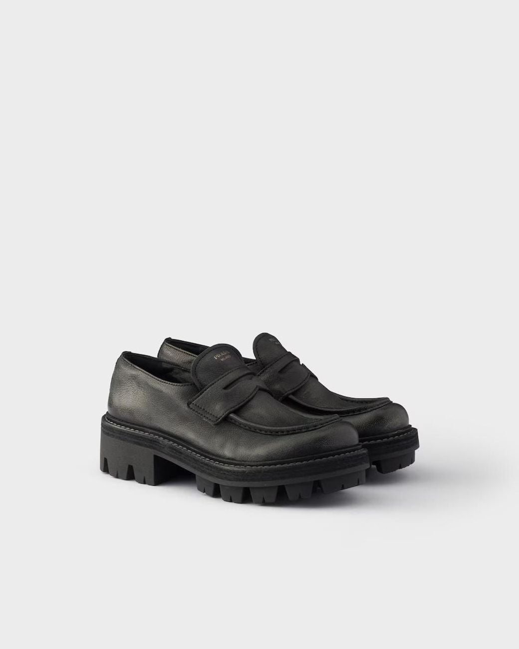 Prada Black Round-Toe Slip-On Loafers