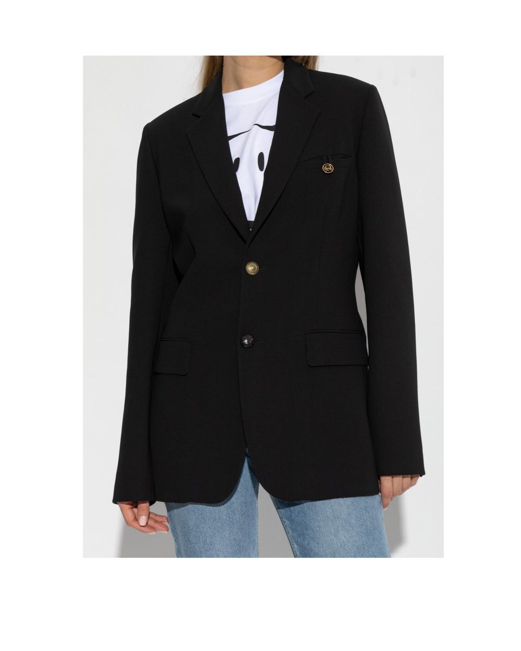 Moschino Black Single-Breasted Crepe Blazer