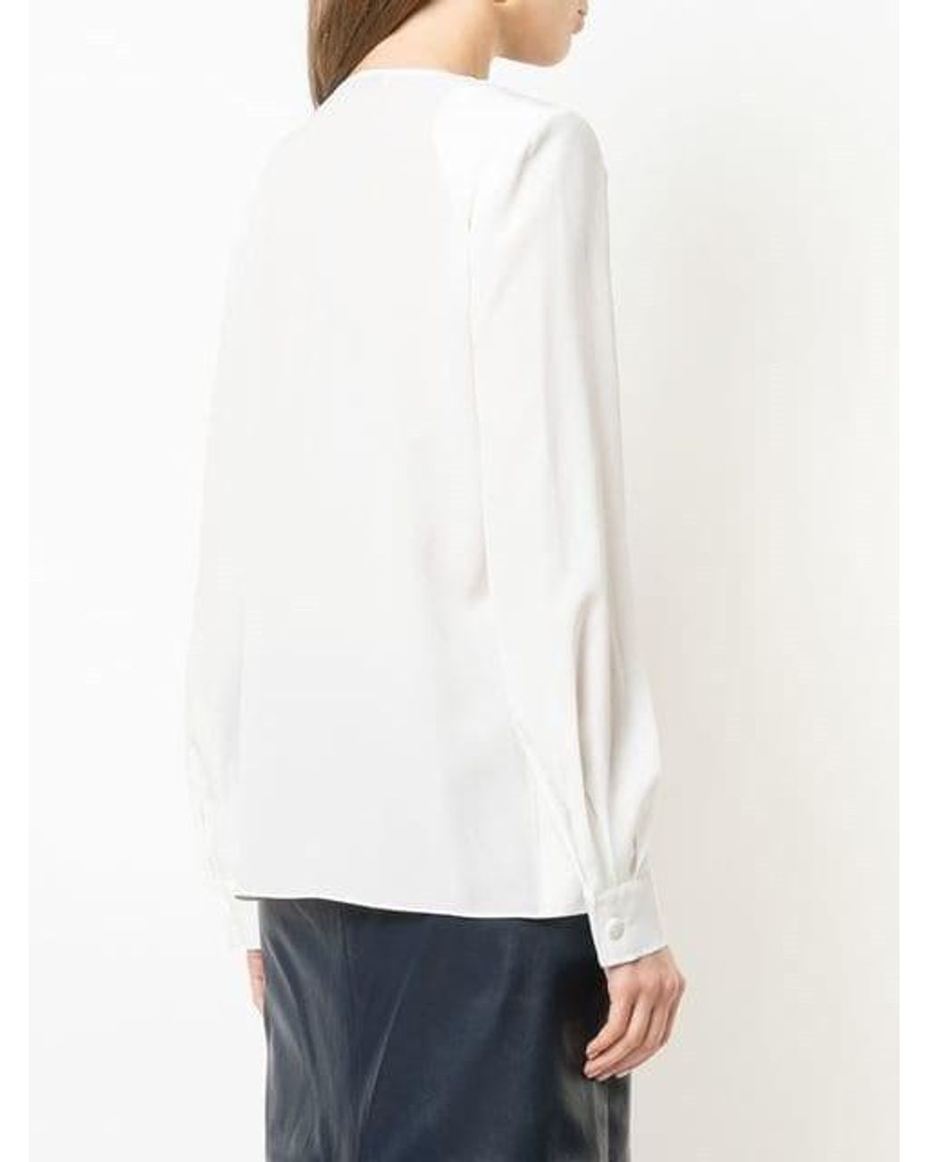 Givenchy White Contrast V-Neck Blouse