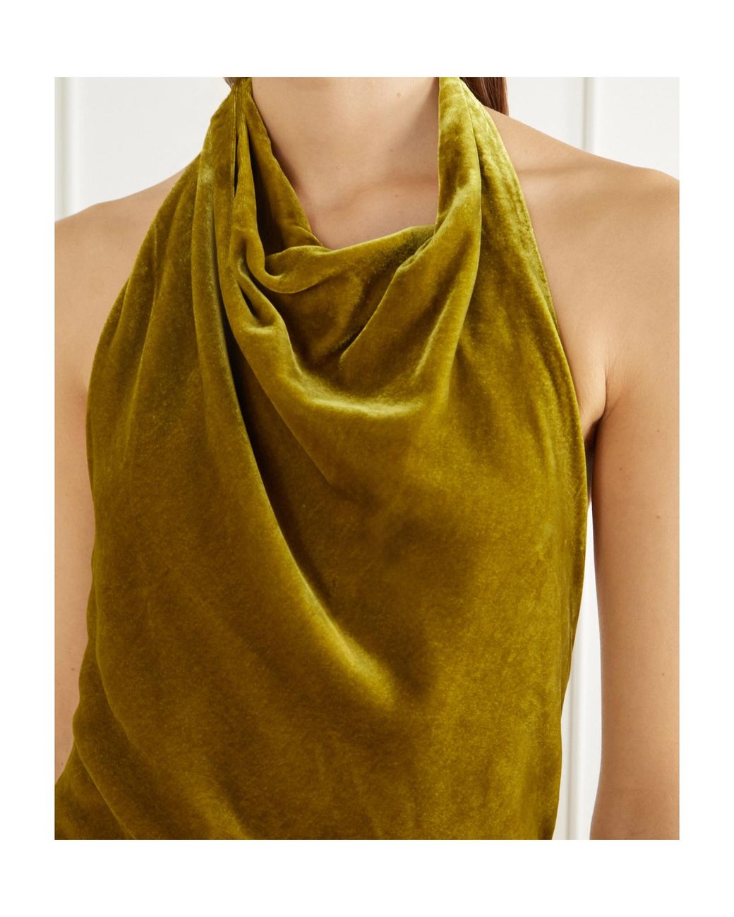 Jonathan Simkhai Green Reannon Draped Velvet Open-Back Gown