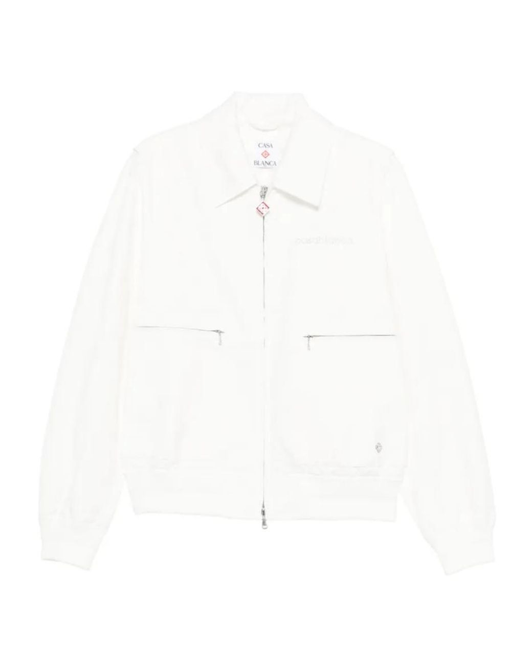 Casablanca White Zip-Up Bomber Jacket for men