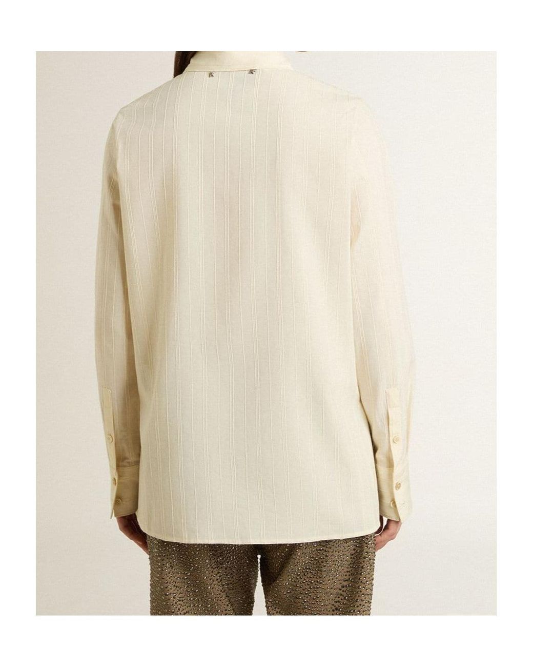 Golden Goose Deluxe Brand Natural Floral Embroidered Shirt
