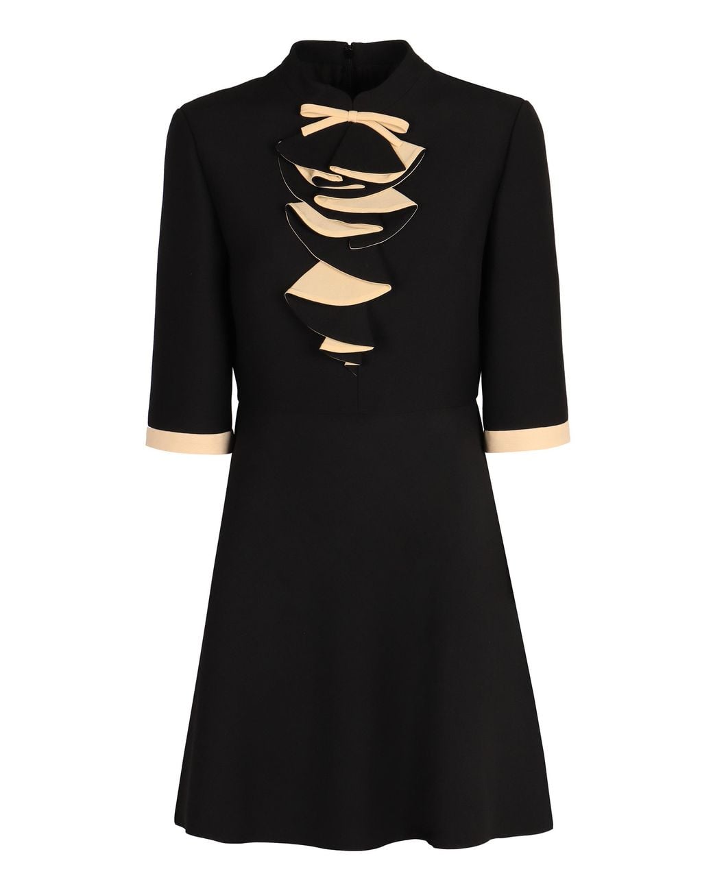 Valentino Black Ruffle Detailed Mini Dress