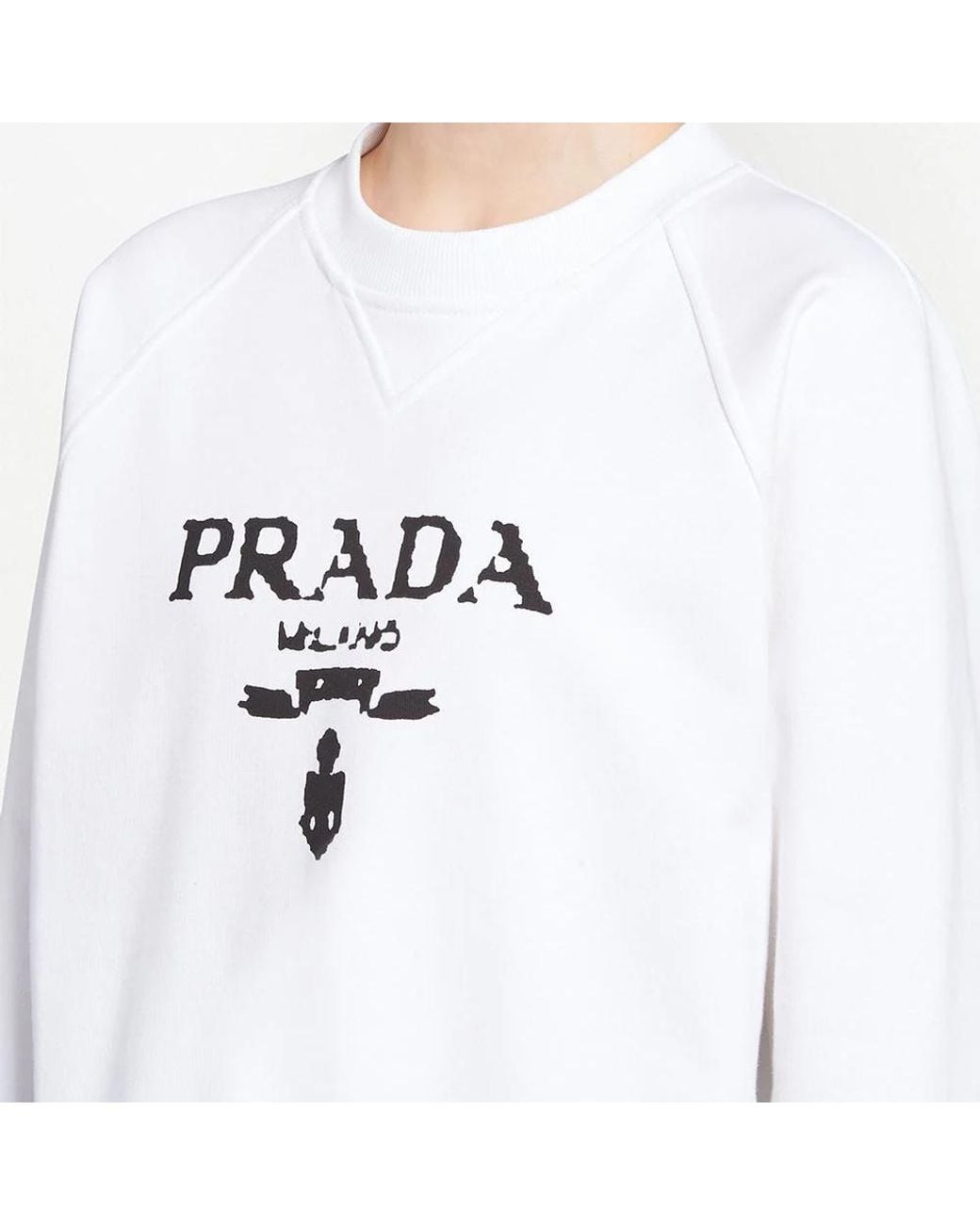 Prada White Logo-Print Cotton Sweatshirt