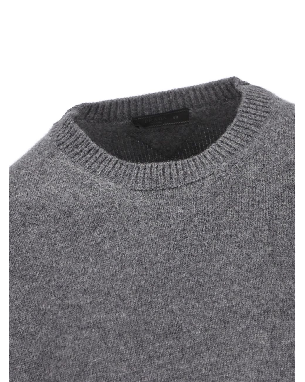 Prada Gray Wool Crew-Neck Sweater for men
