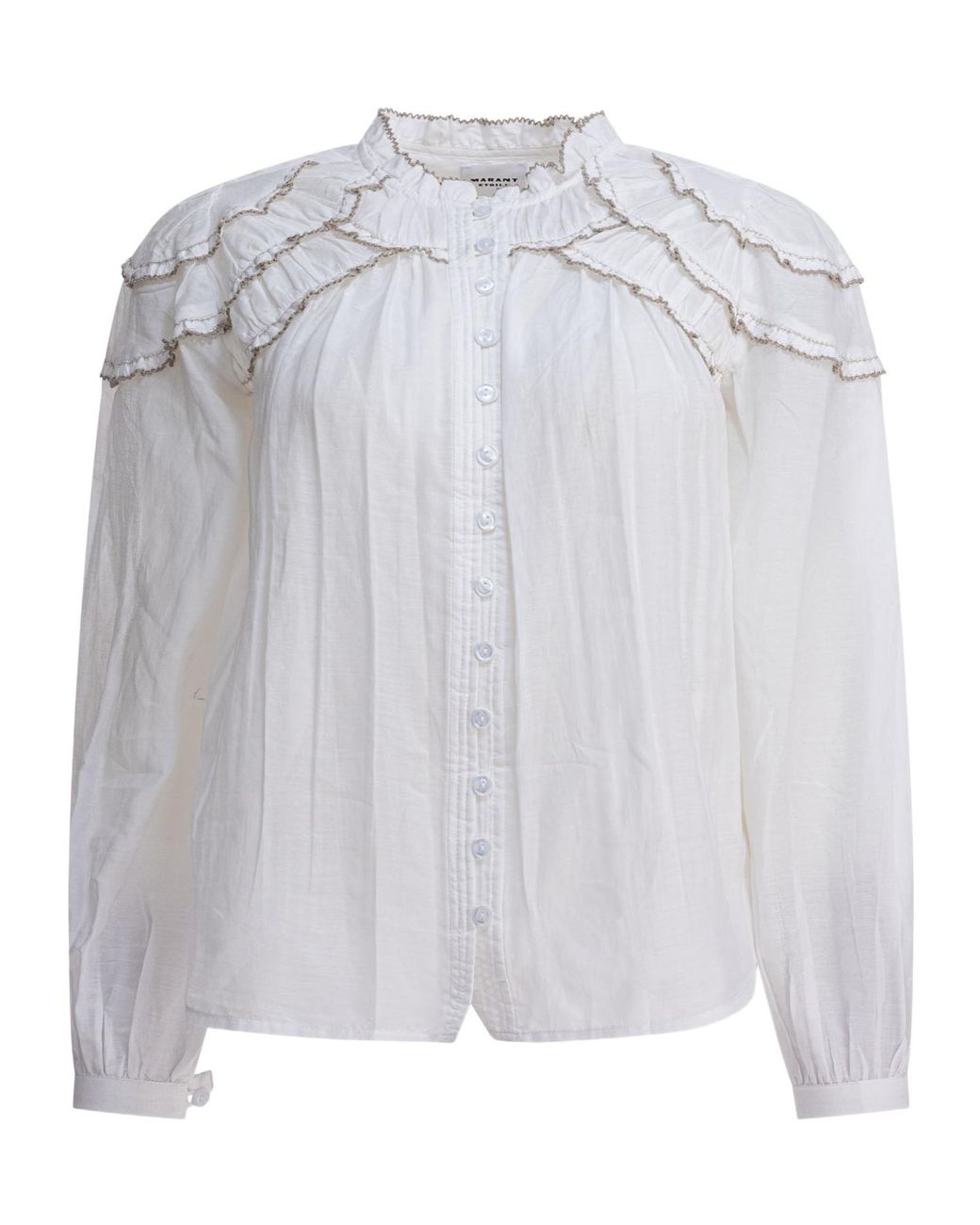 Isabel Marant White Étoile Christa Ruffled Blouse
