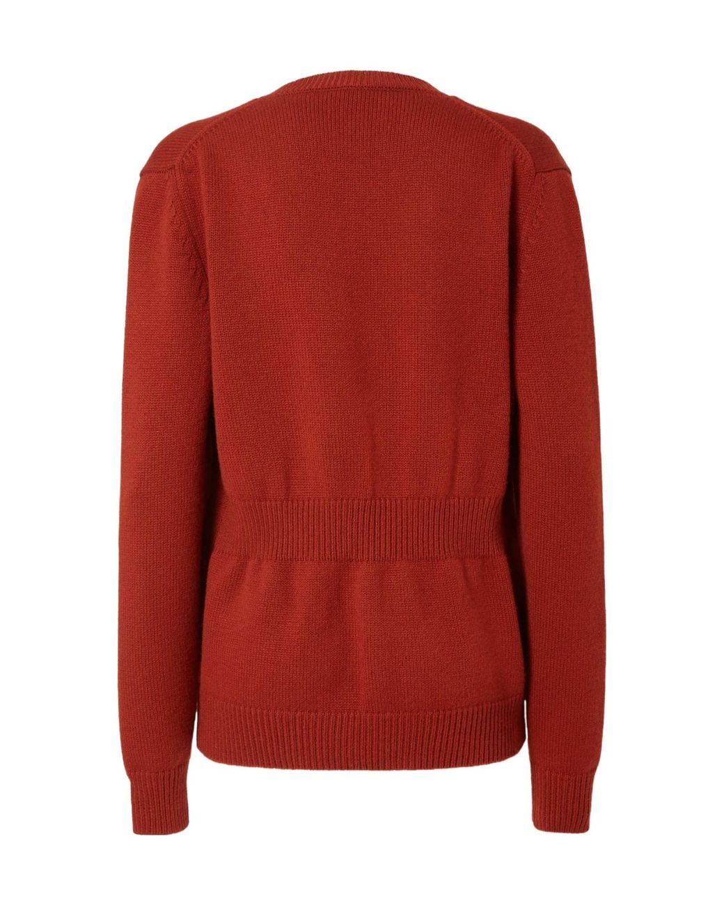 Fendi Red V-Neck Elastic Waistband Knitted Jumper