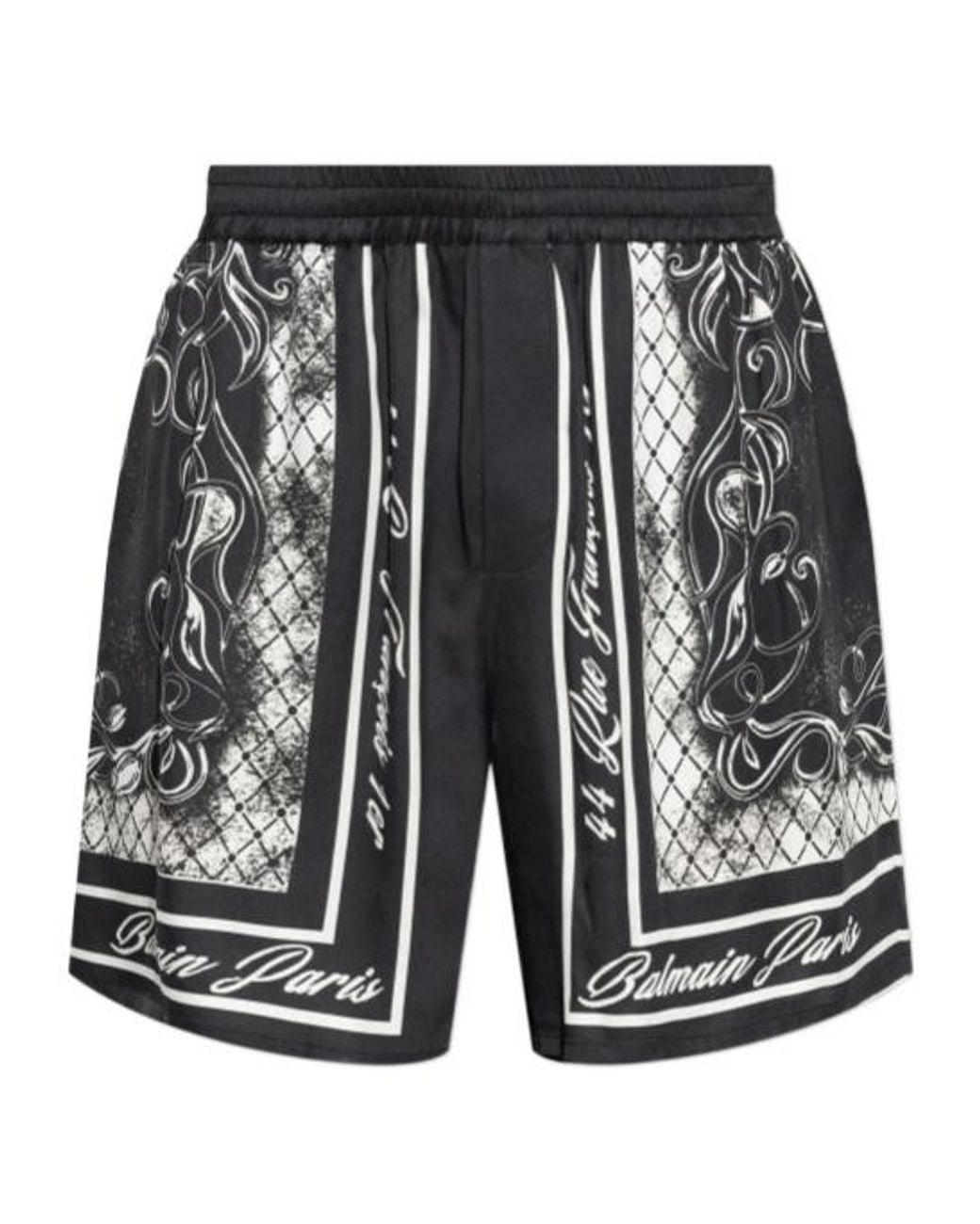 Balmain Black Printed Foulard Pyjama Shorts for men