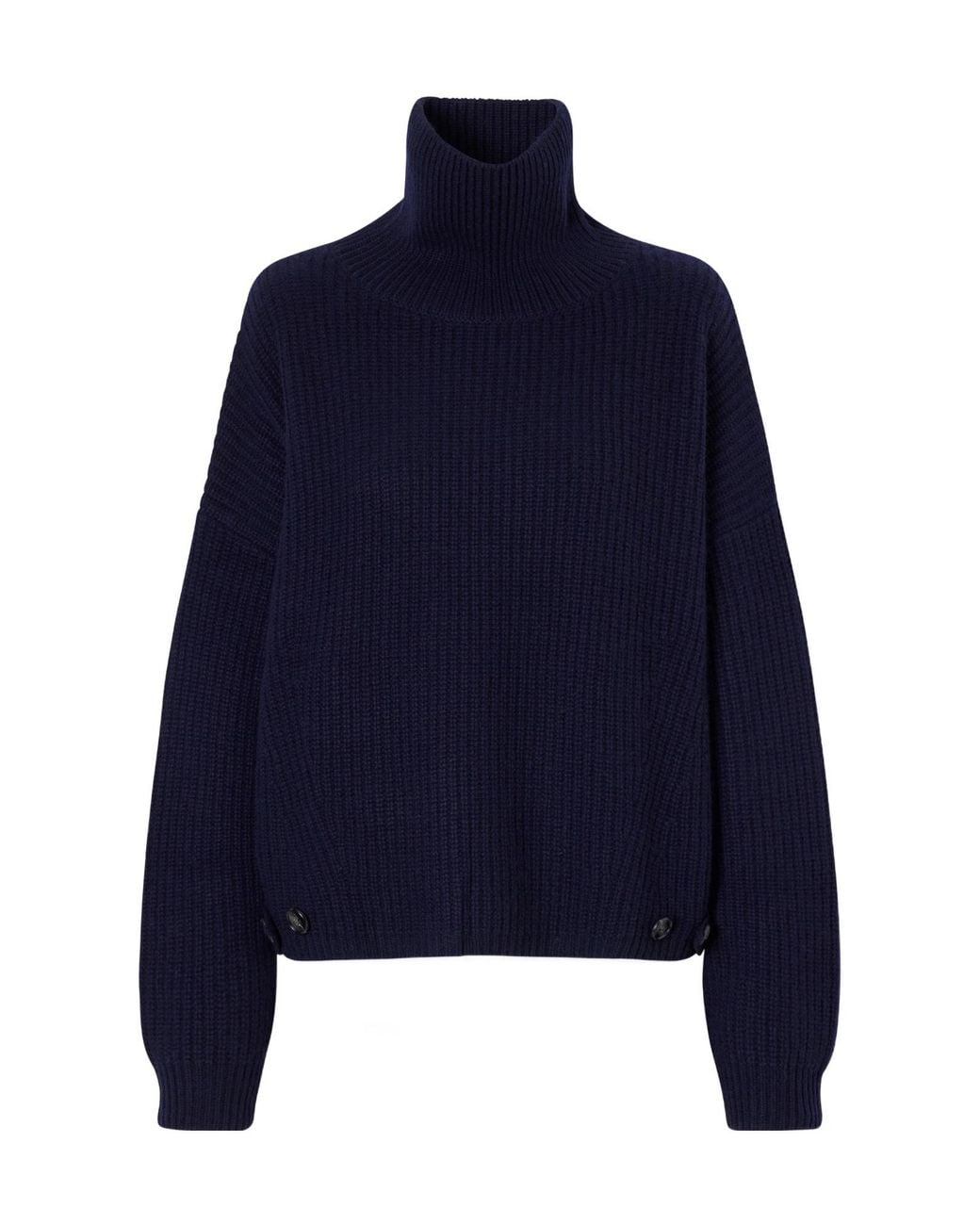 Lisa Yang Blue Ribbed Cashmere Turtleneck Sweater