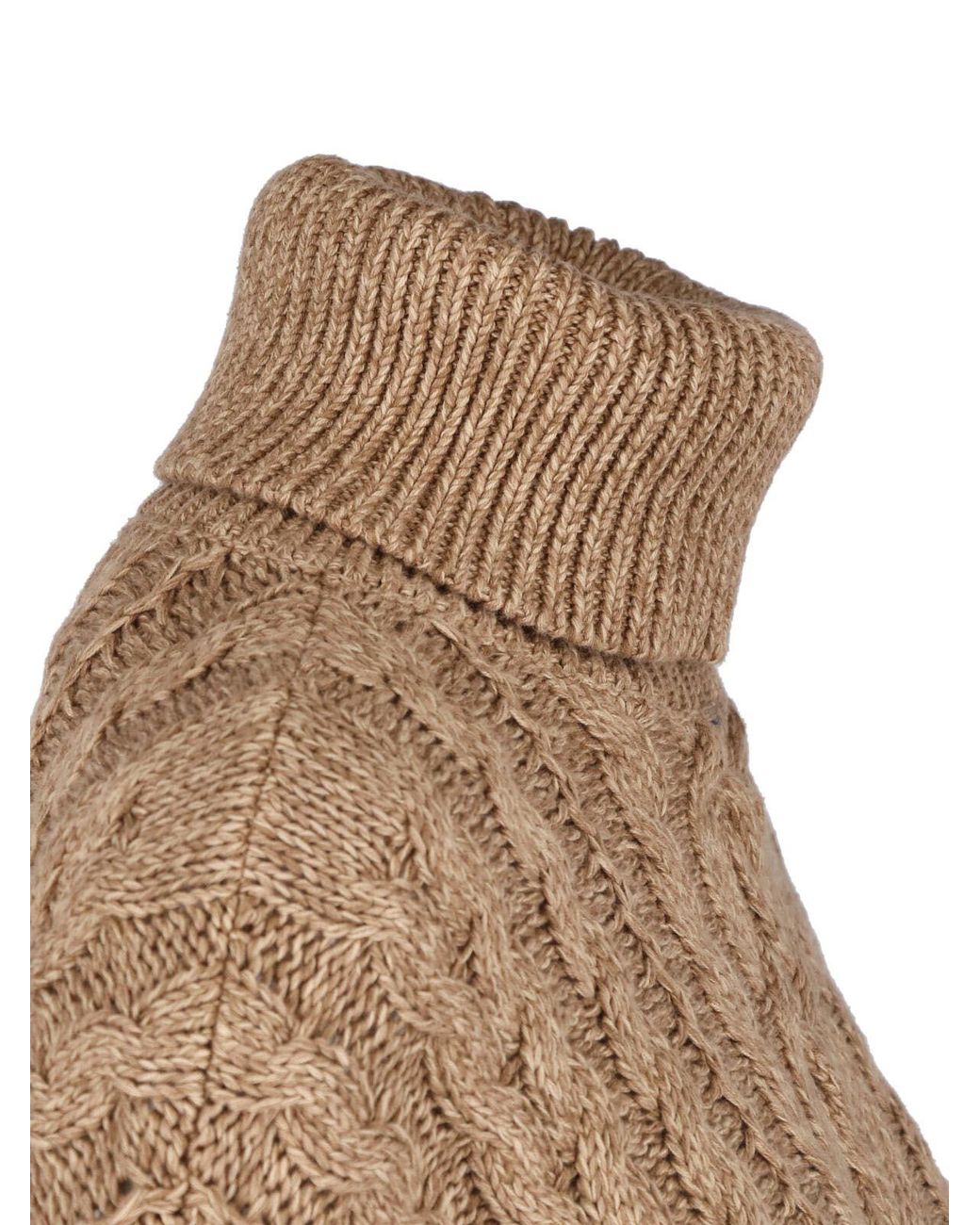 Ralph Lauren Brown Polo Cable Knit Turtleneck Sweater