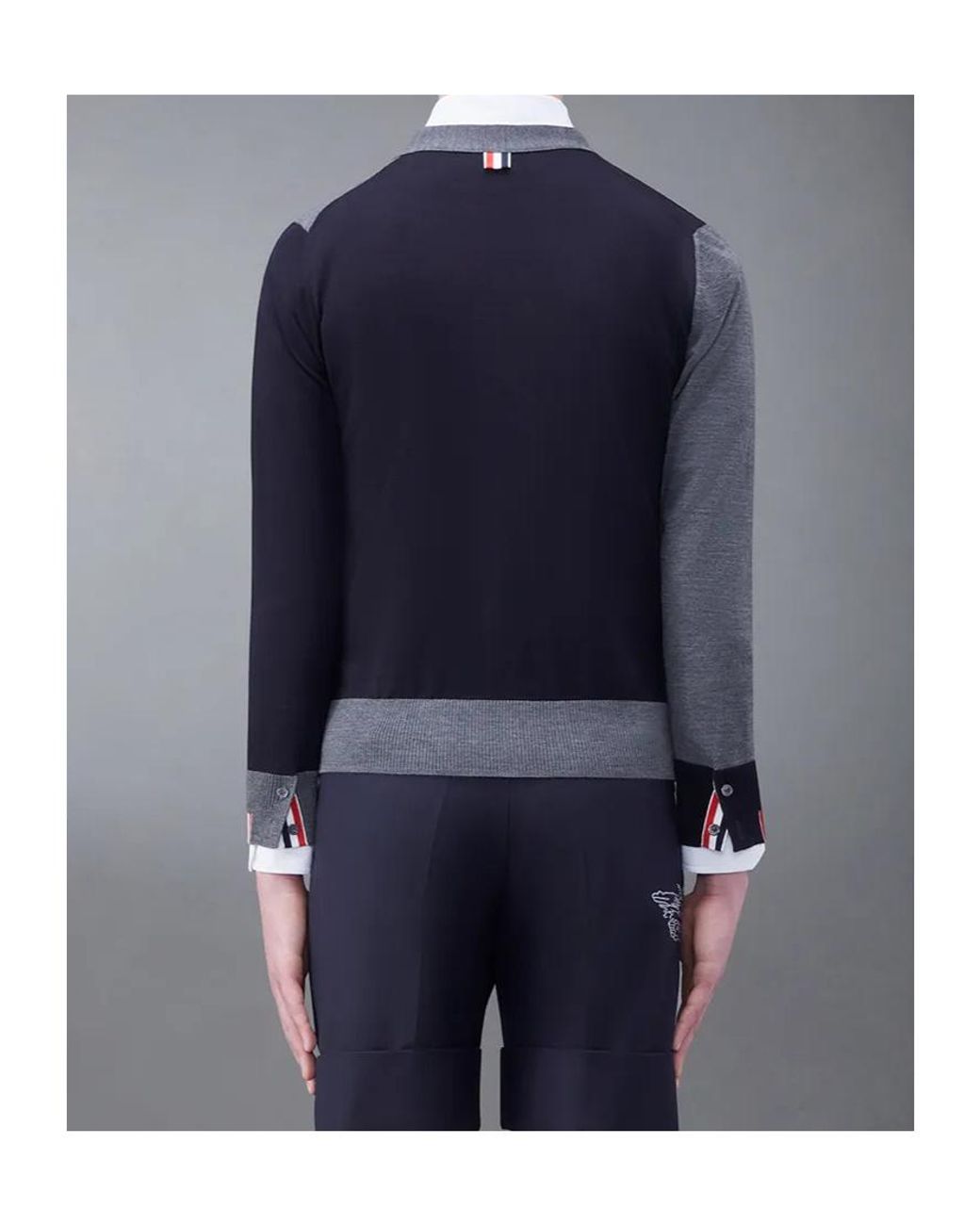 Thom Browne Blue Panelled Button-Up Cardigan for men