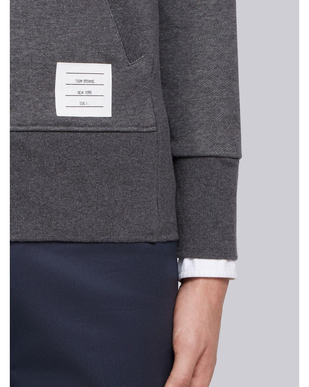 Thom Browne Gray Classic Loopback 4-Bar Zip Hoodie for men