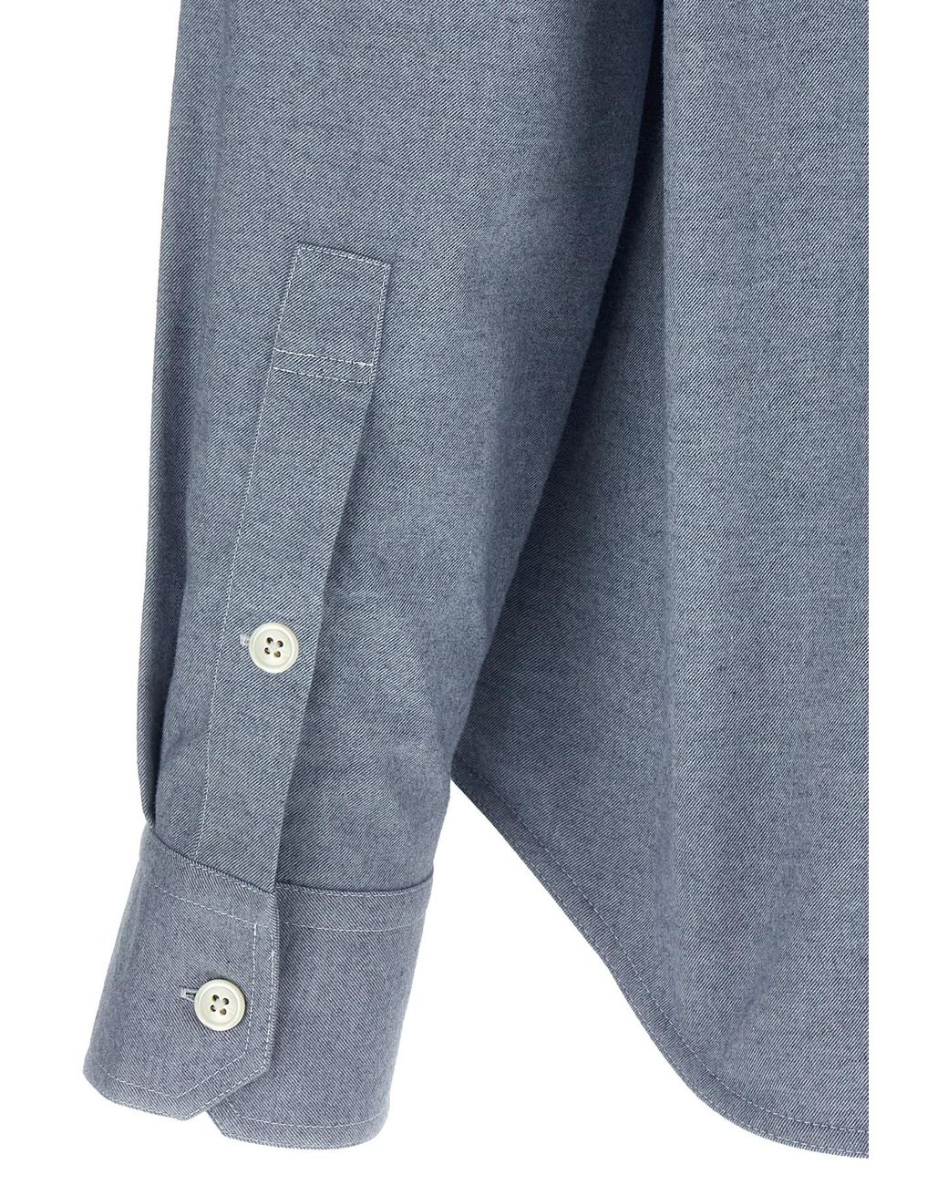 Thom Browne Blue Bar Flannel Shirt for men