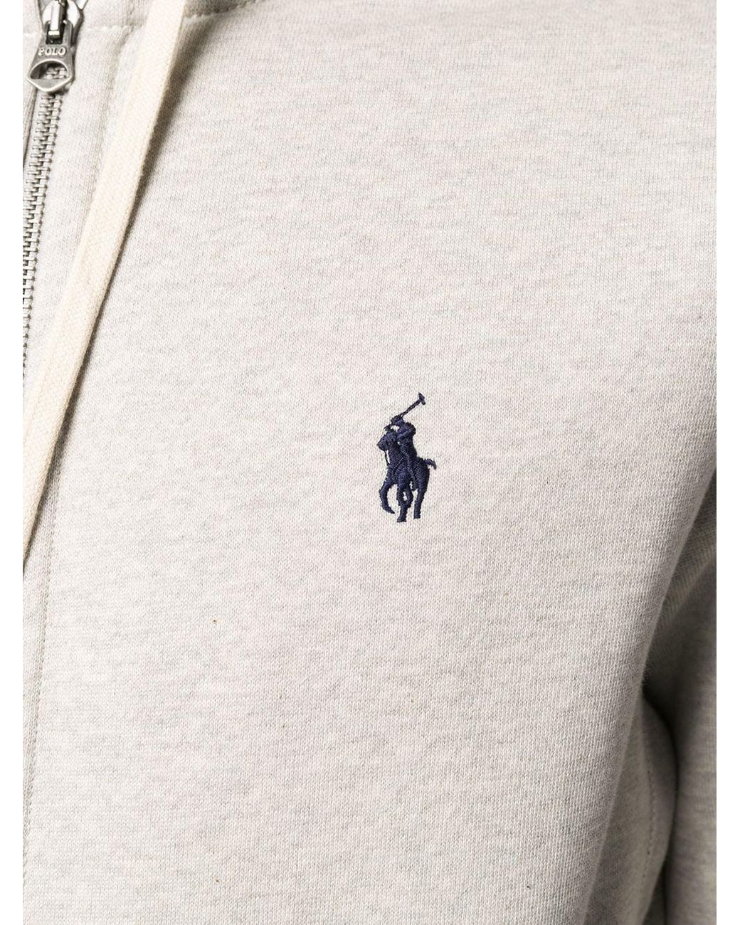 Ralph Lauren Gray Polo Pony Embroidered Zipper Hooded Casual Jacket for men