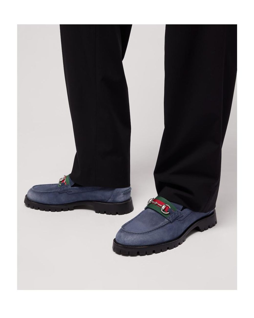 Gucci Blue Loafer With Horsebit And Lug Sole for men