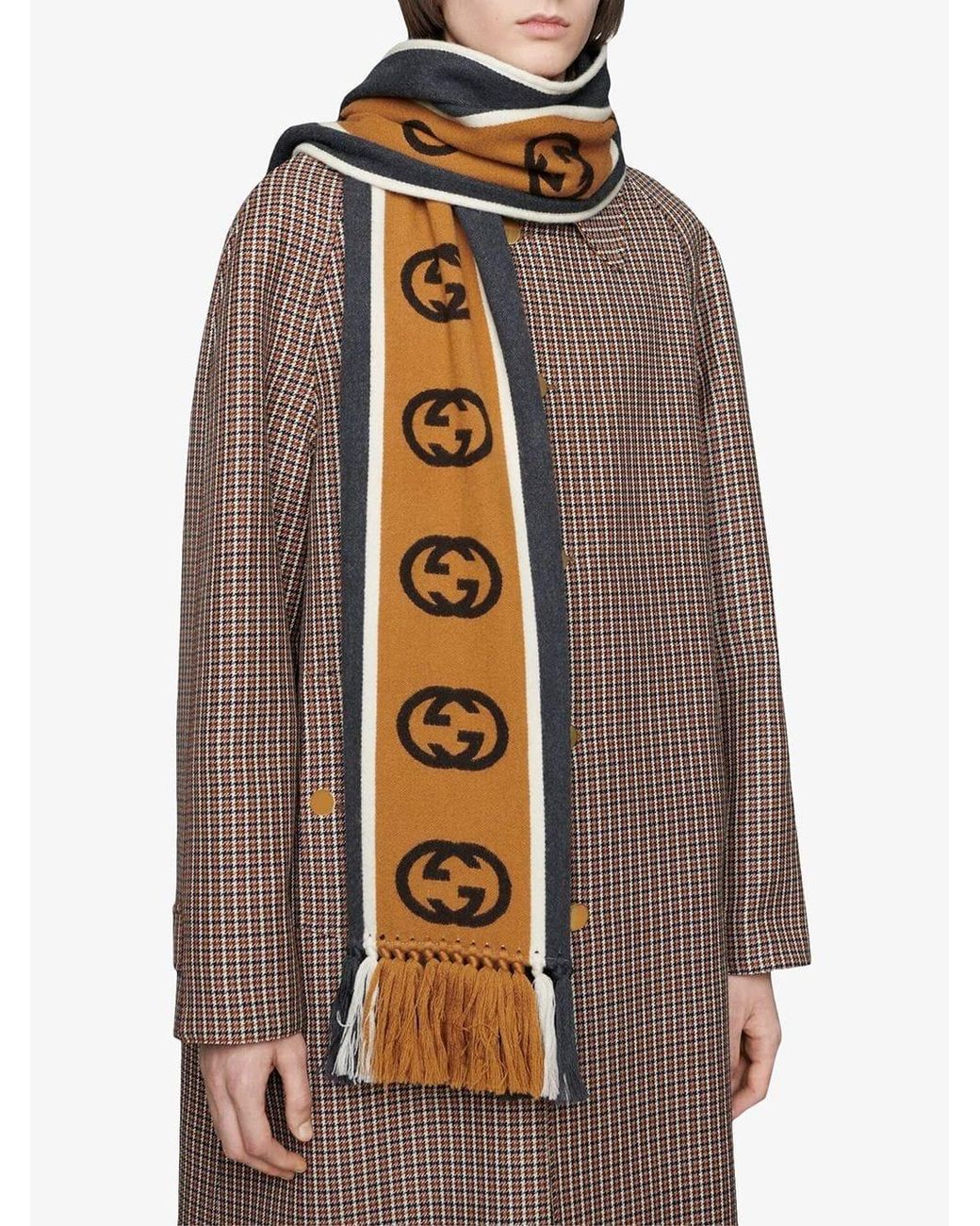 Gucci White Two-Color Logo Scarf for men