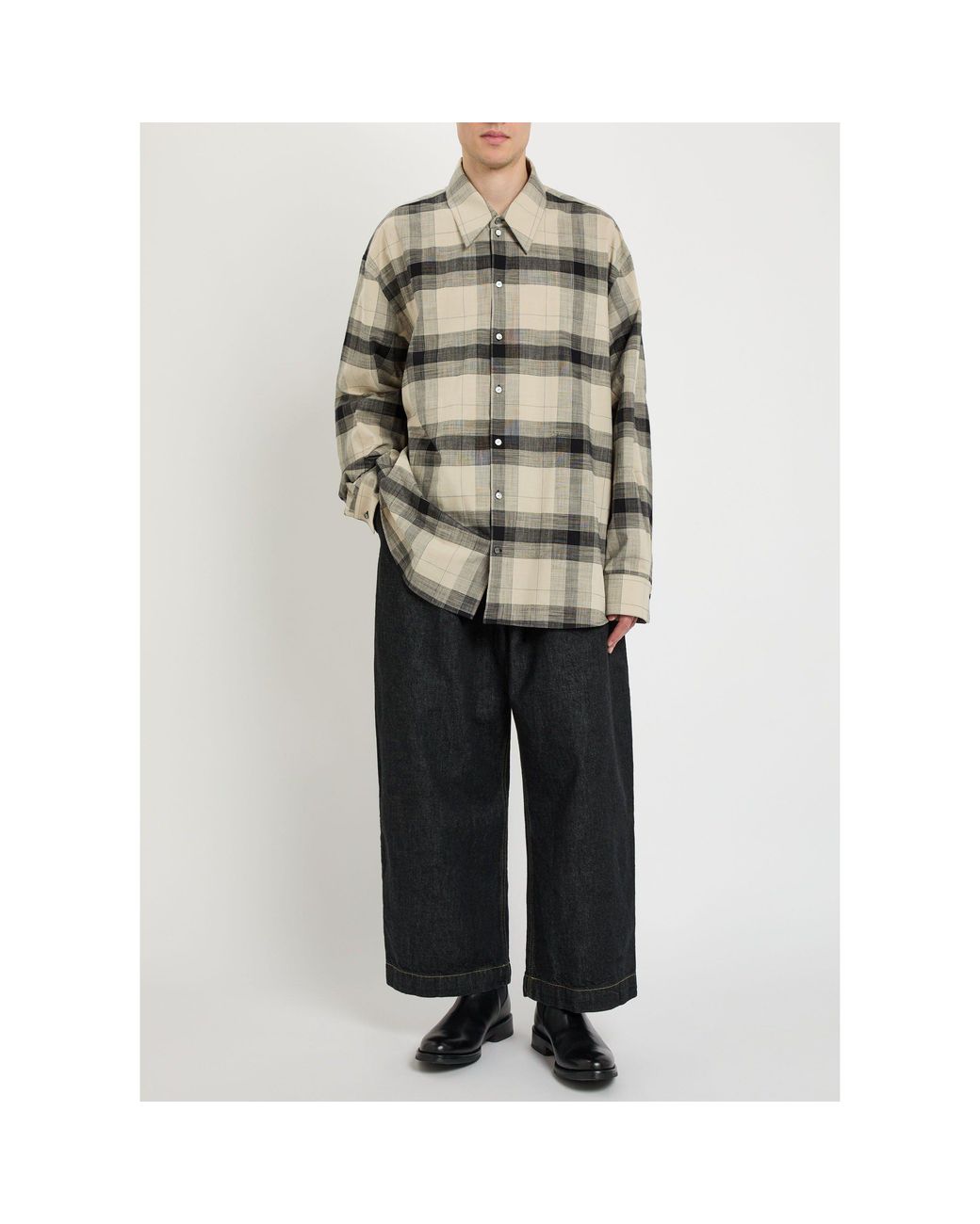 Studio Nicholson Black Mid-Rise Cotton Wide-Leg Jeans for men
