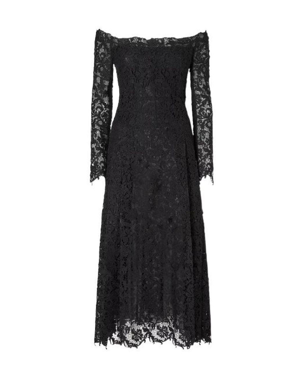 Fendi Black Off-Shoulder Bustier Laced Midi Dress
