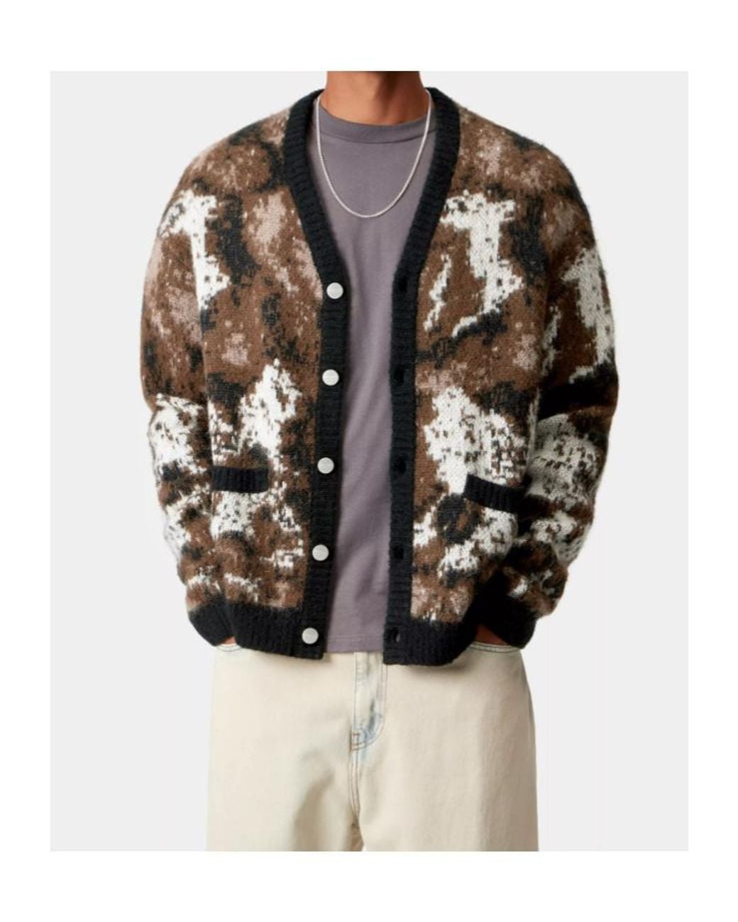 Carhartt Brown Merton V-Neck Cardigan for men