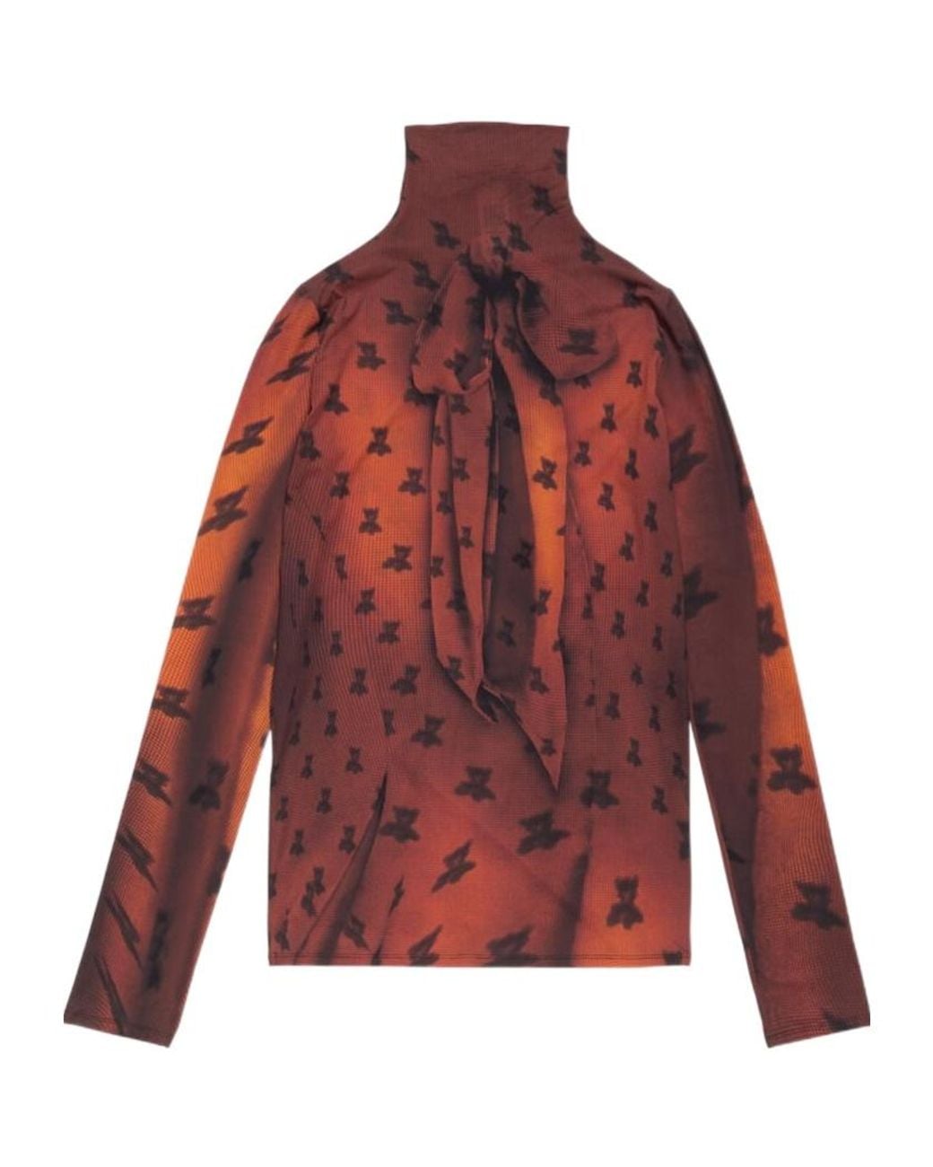 Acne Red Fitted Printed T-Shirt