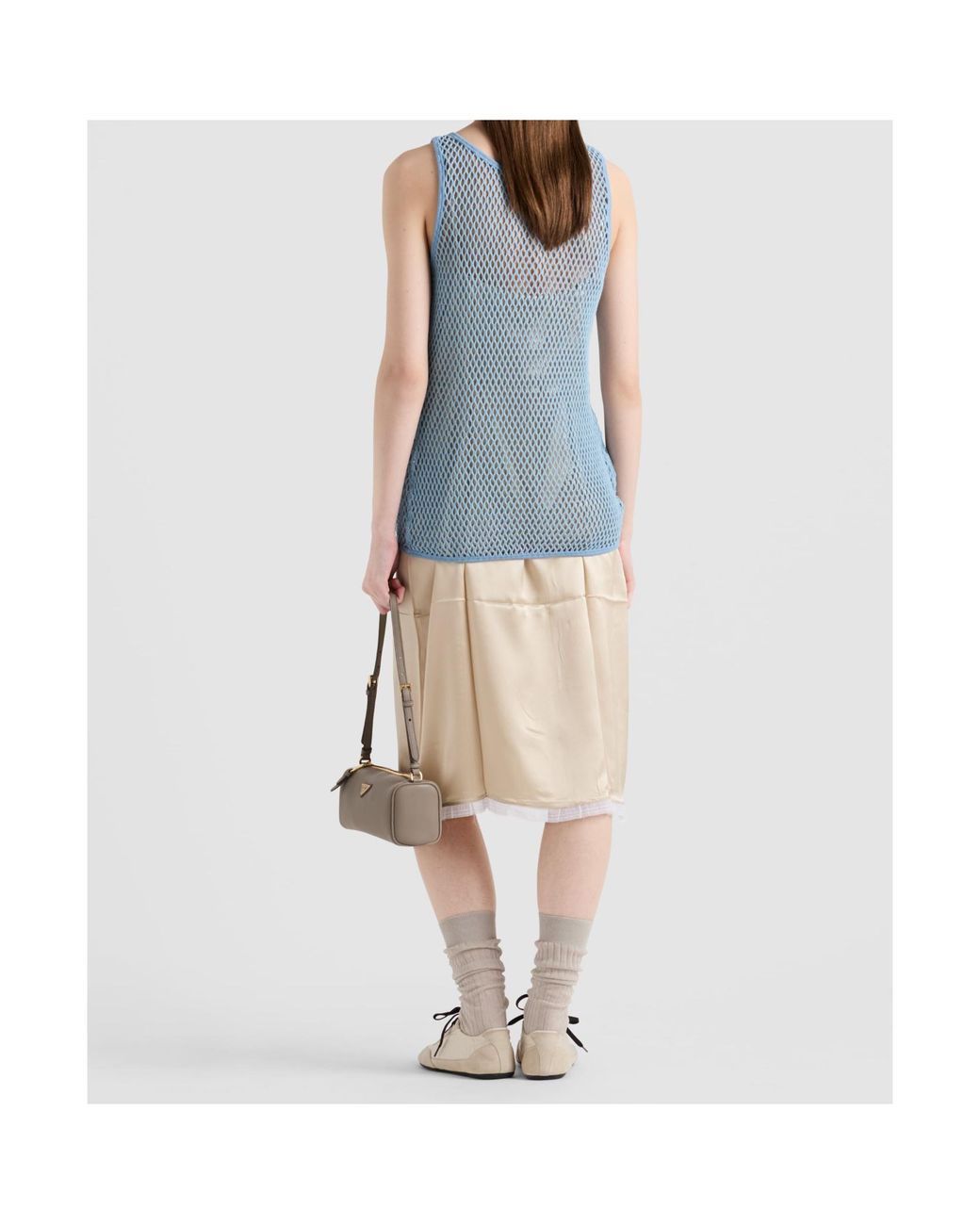 Prada Blue Cotton Mesh Tank Top