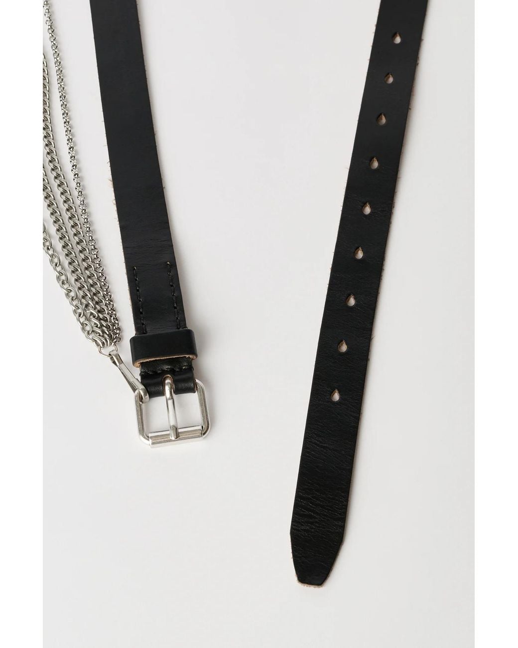 Our Legacy White Chain-Detail Leather Belt for men