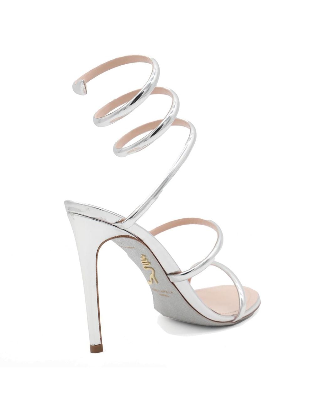 Rene Caovilla White Ren Caovilla Cleo Spiral Strap Sandals