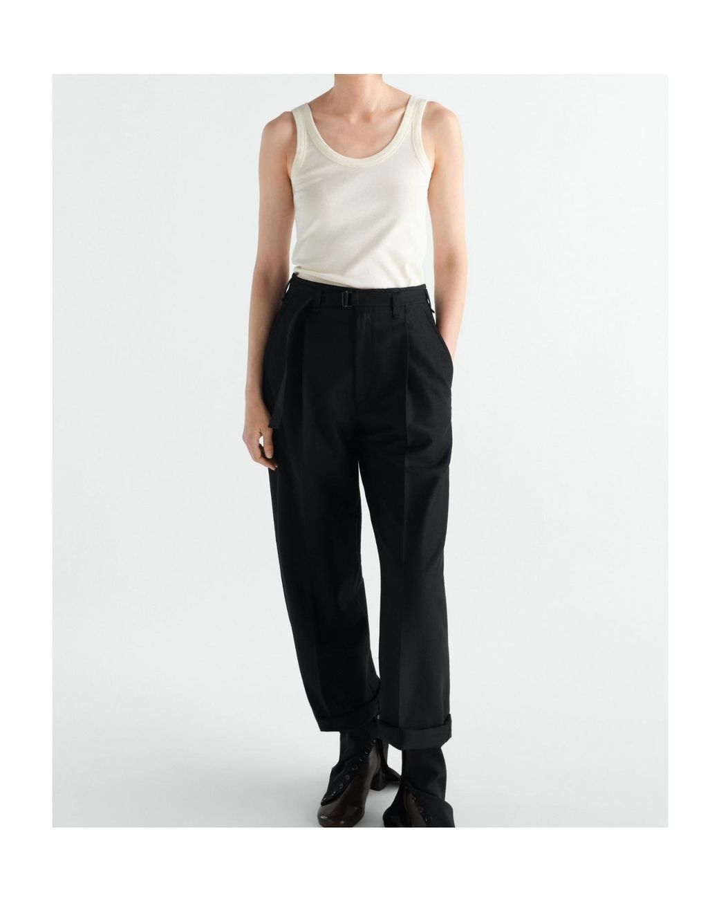 Lemaire White Ribbed Tank Top