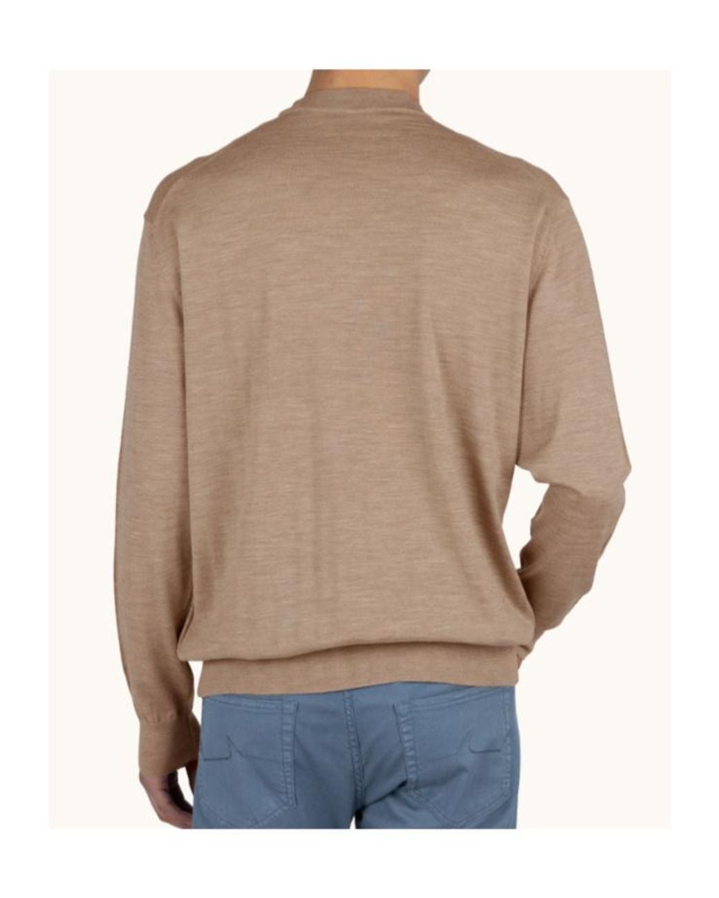 Paul & Shark Natural 140S Superfine Merino Wool Crewneck Sweater for men
