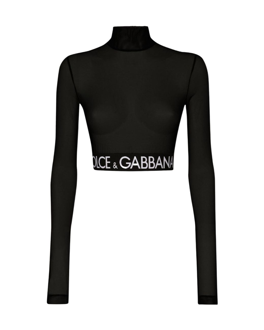 Dolce & Gabbana Black Roll-Neck Tulle Top